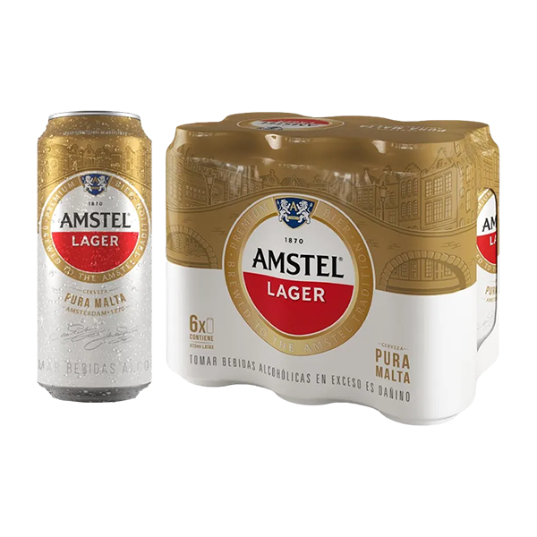 Six Pack Amstel Lager Lata 473 ml