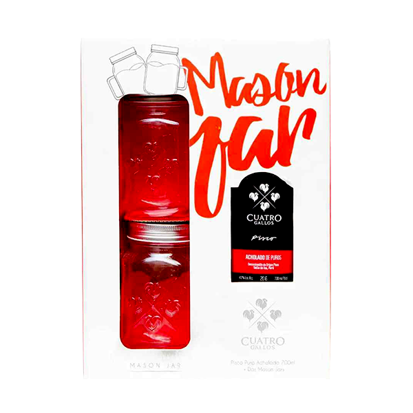 Cuatro Gallos Acholado Botella 700 ml + 2 Mason Jar