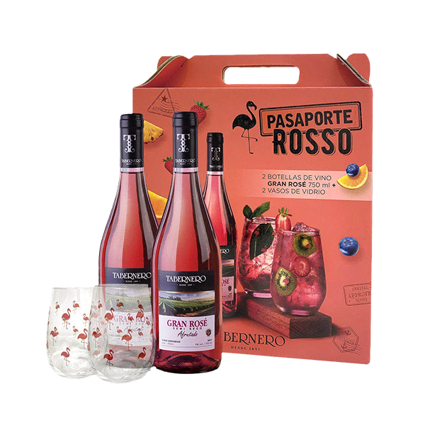 Tabernero Pasaporte Gran Rosé Botella 750 ml + 2 Vasos