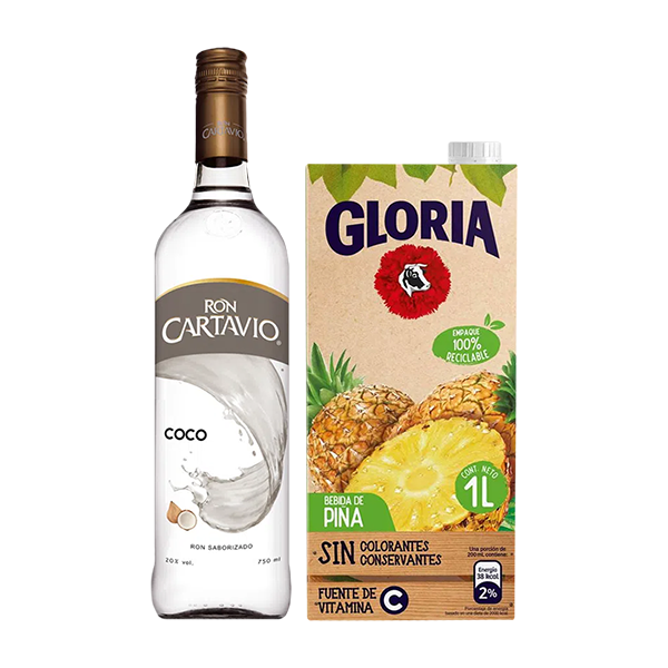 Cartavio Coco Botella 750 ml + Gloria Piña 1.5 l