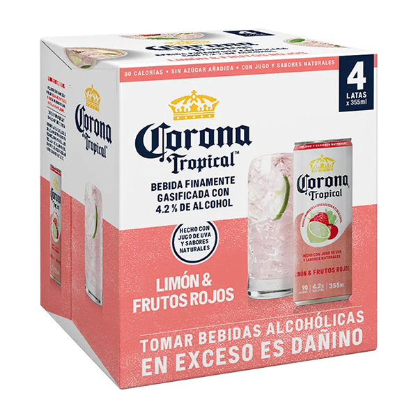 Four Pack Corona Tropical Frutos Rojos Lata 355 ml