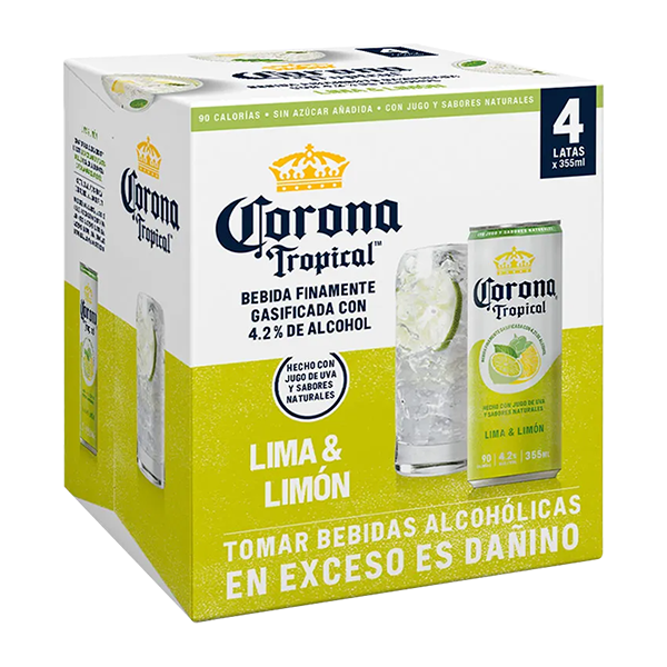 Four Pack Corona Tropical Lima - Limón Lata 355 ml