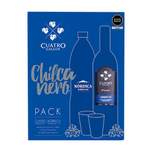 Pack Chilcanero Cuatro Gallos Quebranta Botella 700 ml + 2 Vasos