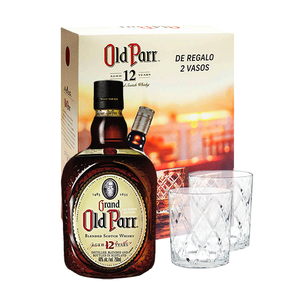 Grand Old Parr 12 Años Botella 750 ml + 2 Vasos