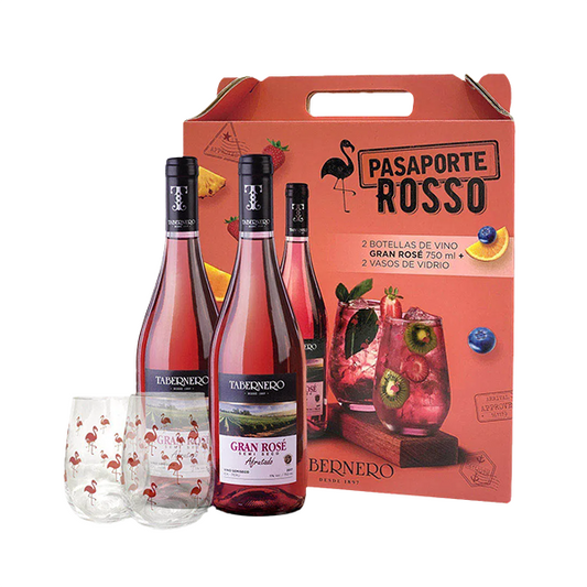 Tabernero Pasaporte Gran Rosé  Botella 750 ml + 2 Vasos