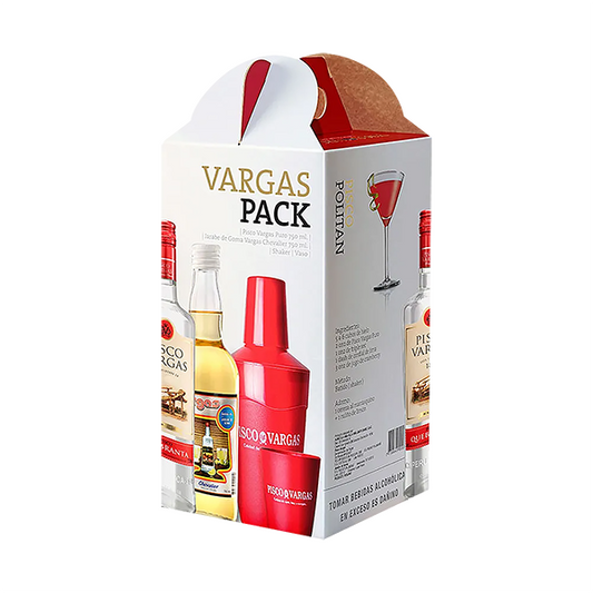 Pack Pisco Vargas Quebranta Botella 750 ml + Vasos